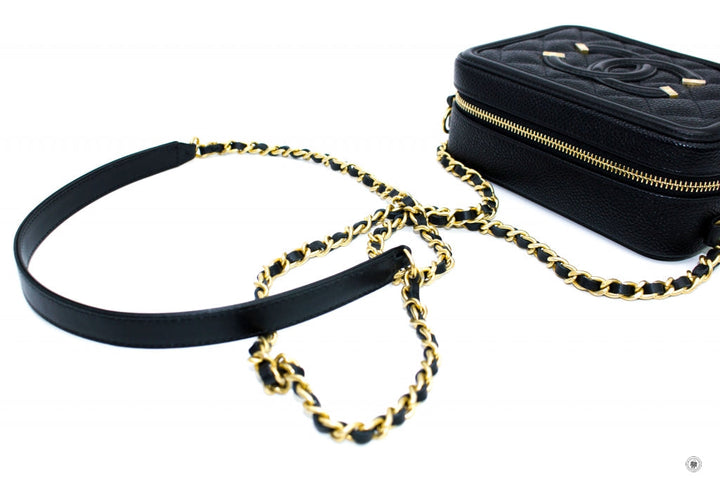 Top Quality Chanel A84452 Y06542 CC Filigree Vanity Clutch With Chain Black / 94305 Caviar Shoulder Bags Ghw
