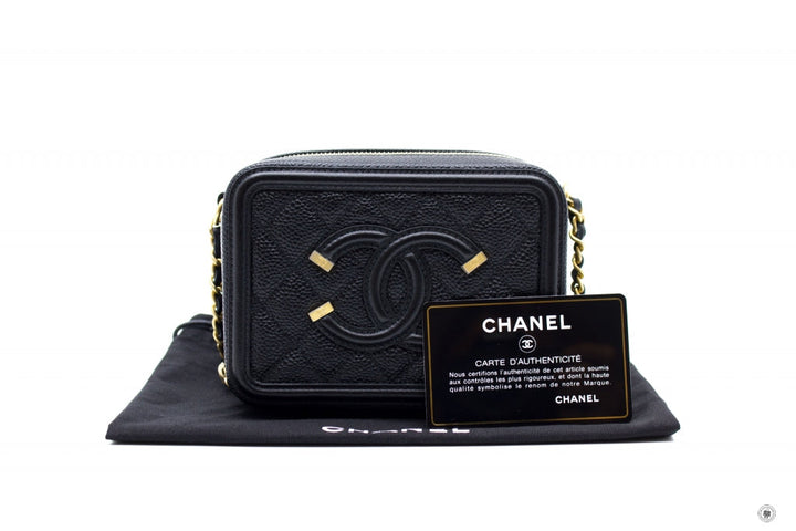 Top Quality Chanel A84452 Y06542 CC Filigree Vanity Clutch With Chain Black / 94305 Caviar Shoulder Bags Ghw