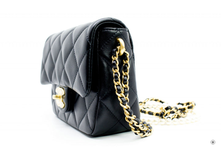Top Quality Chanel AS2855B06895 Mini Flap Bag With Pearl Chain Version Black / 94305 Calfskin 19CM Shoulder Bags Gbhw