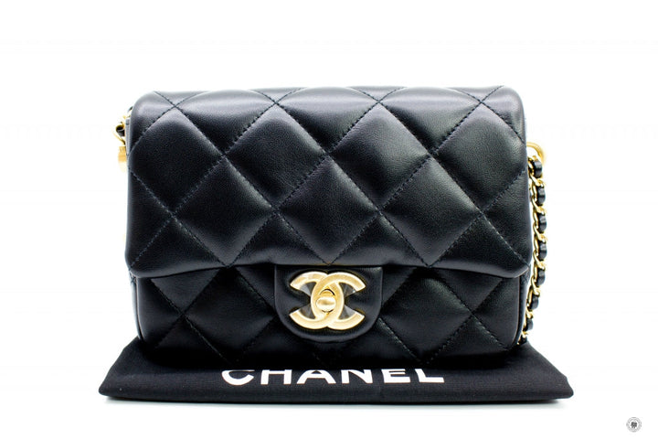 Top Quality Chanel AS2855B06895 Mini Flap Bag With Pearl Chain Version Black / 94305 Calfskin 19CM Shoulder Bags Gbhw