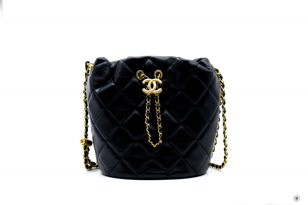 Top Quality Chanel AS2859B06895 Bucket Bag With Imitation Pearls Black / 94305 Lambskin Shoulder Bags Gbhw