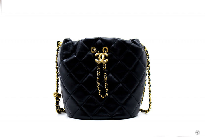 Top Quality Chanel AS2859B06895 Bucket Bag With Imitation Pearls Black / 94305 Lambskin Shoulder Bags Gbhw