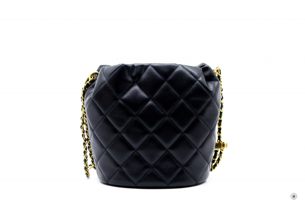 Top Quality Chanel AS2859B06895 Bucket Bag With Imitation Pearls Black / 94305 Lambskin Shoulder Bags Gbhw