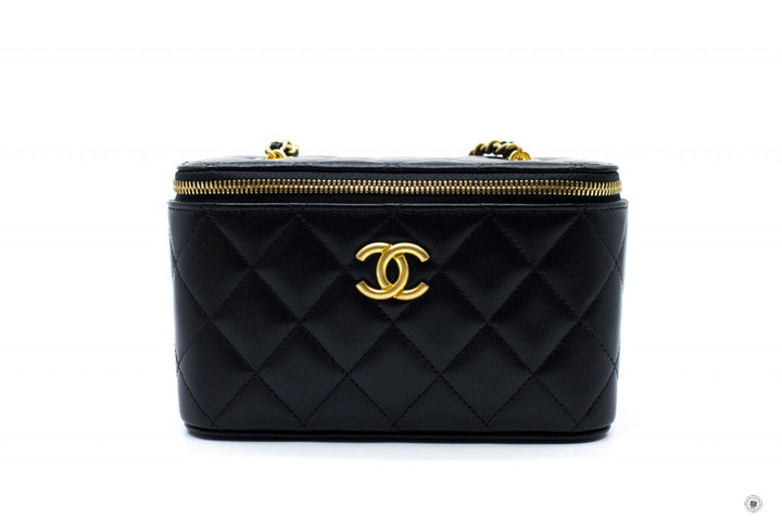 Top Quality Chanel AP2550B07242 Vanity With Gold And Silver Chain Black / 94305 Lambskin Shoulder Bags Shw