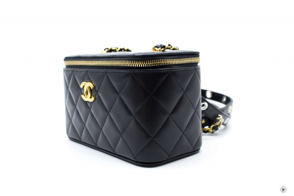 Top Quality Chanel AP2550B07242 Vanity With Gold And Silver Chain Black / 94305 Lambskin Shoulder Bags Shw