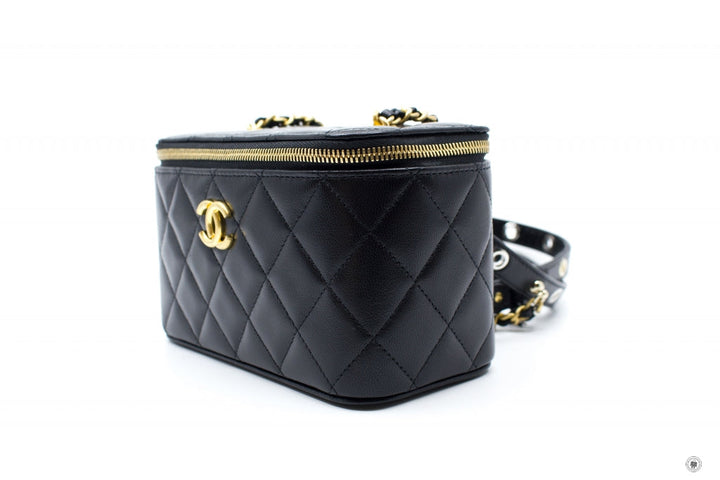 Top Quality Chanel AP2550B07242 Vanity With Gold And Silver Chain Black / 94305 Lambskin Shoulder Bags Shw
