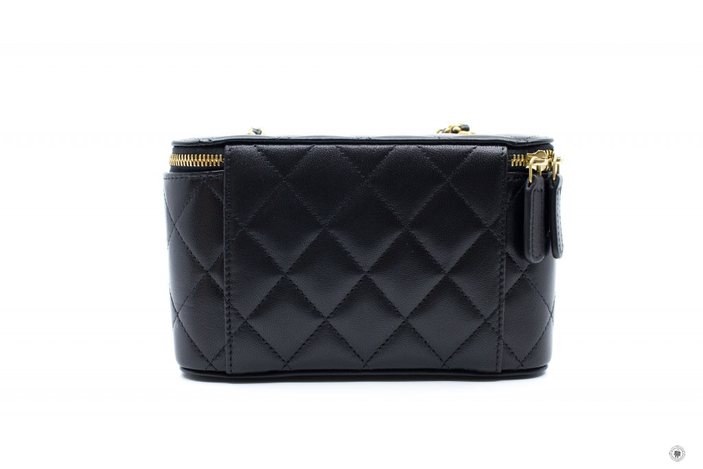 Top Quality Chanel AP2550B07242 Vanity With Gold And Silver Chain Black / 94305 Lambskin Shoulder Bags Shw