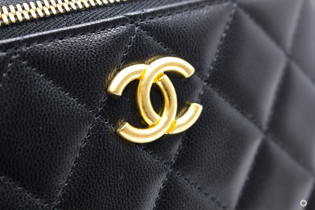 Top Quality Chanel AP2550B07242 Vanity With Gold And Silver Chain Black / 94305 Lambskin Shoulder Bags Shw