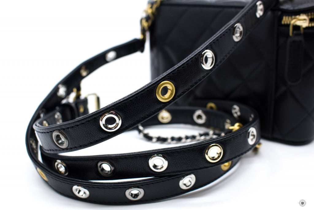 Top Quality Chanel AP2550B07242 Vanity With Gold And Silver Chain Black / 94305 Lambskin Shoulder Bags Shw