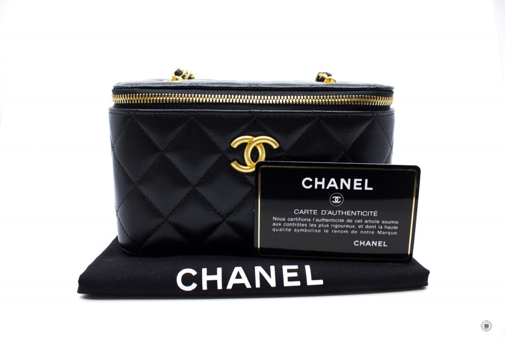 Top Quality Chanel AP2550B07242 Vanity With Gold And Silver Chain Black / 94305 Lambskin Shoulder Bags Shw