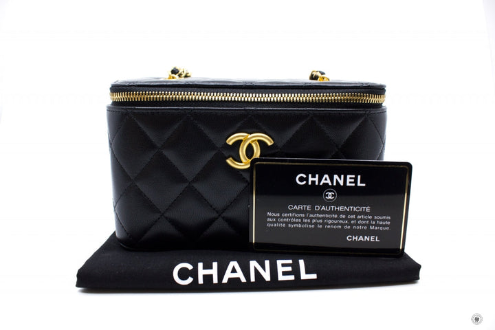 Top Quality Chanel AP2550B07242 Vanity With Gold And Silver Chain Black / 94305 Lambskin Shoulder Bags Shw