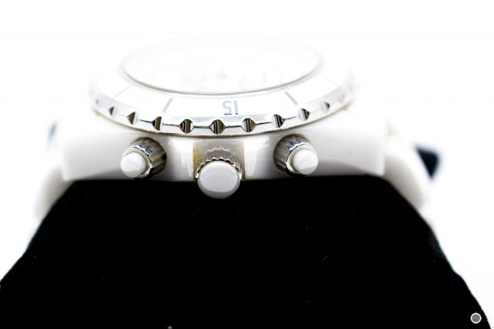 Top Quality Chanel H2009 J12 Chronograph Watch 41MM Diamond Indicators  White Stainless Steel Watches