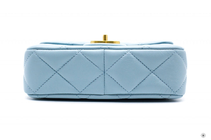 Top Quality Chanel AS3113B07634 Mini Flap Bag With Enamel And Gold Tone Metal  Baby Blue / NG752 Calfskin Shoulder Bags Gbhw