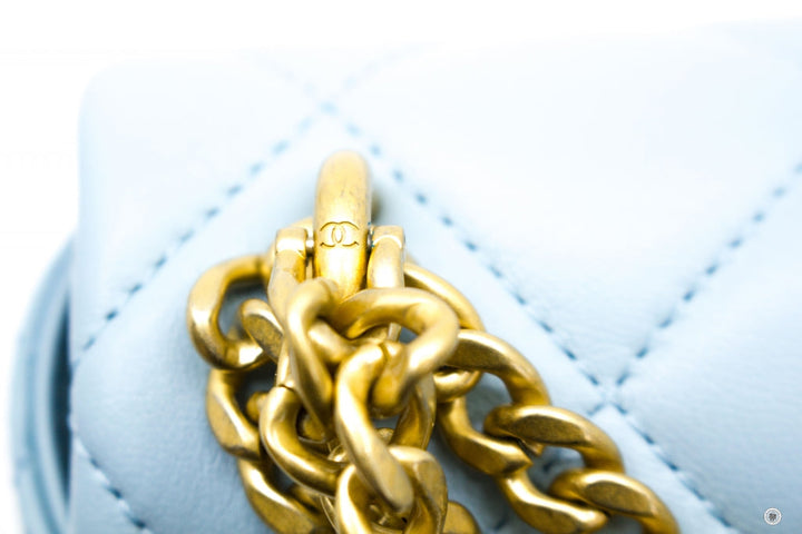 Top Quality Chanel AS3113B07634 Mini Flap Bag With Enamel And Gold Tone Metal  Baby Blue / NG752 Calfskin Shoulder Bags Gbhw