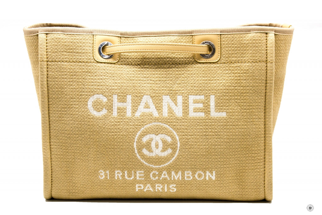Top Quality Chanel A67001B07300 Deauville Shopping Tote  Khaki / NG121 Fabric Tote Bag Shw
