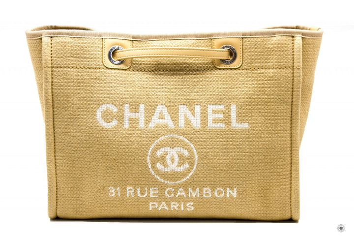 Top Quality Chanel A67001B07300 Deauville Shopping Tote  Khaki / NG121 Fabric Tote Bag Shw