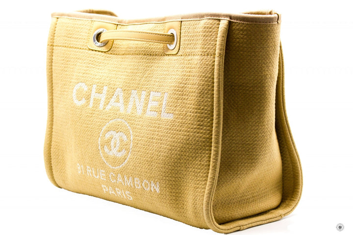 Top Quality Chanel A67001B07300 Deauville Shopping Tote  Khaki / NG121 Fabric Tote Bag Shw