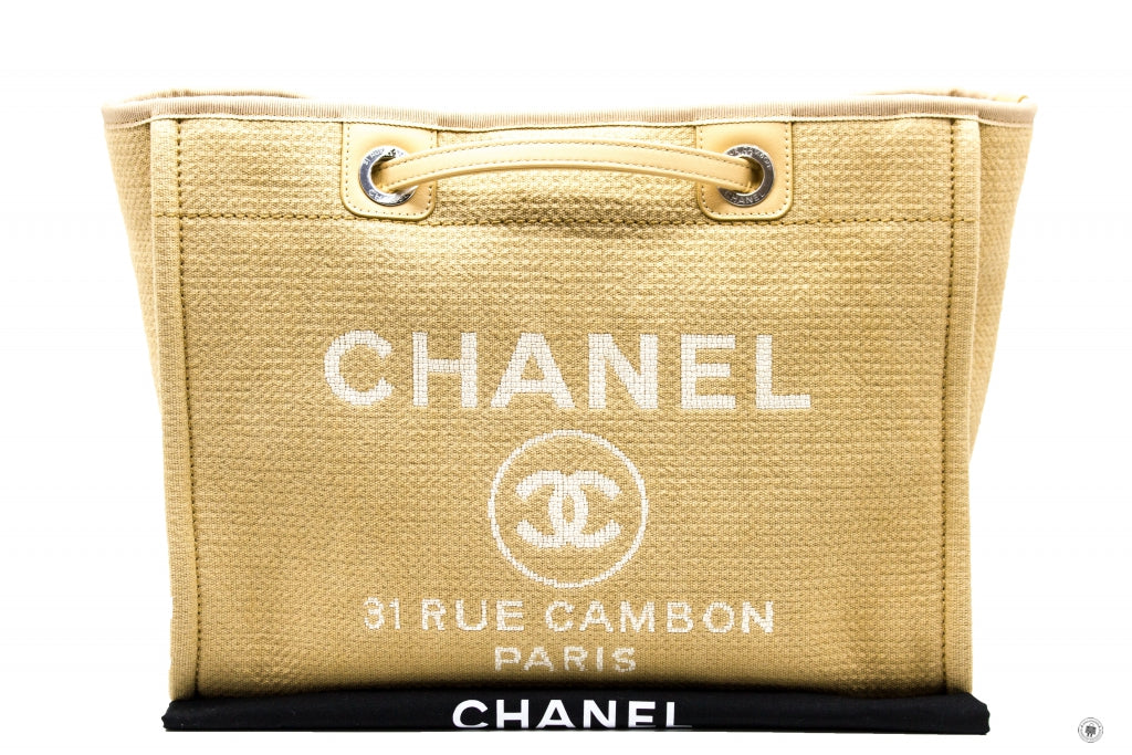 Top Quality Chanel A67001B07300 Deauville Shopping Tote  Khaki / NG121 Fabric Tote Bag Shw