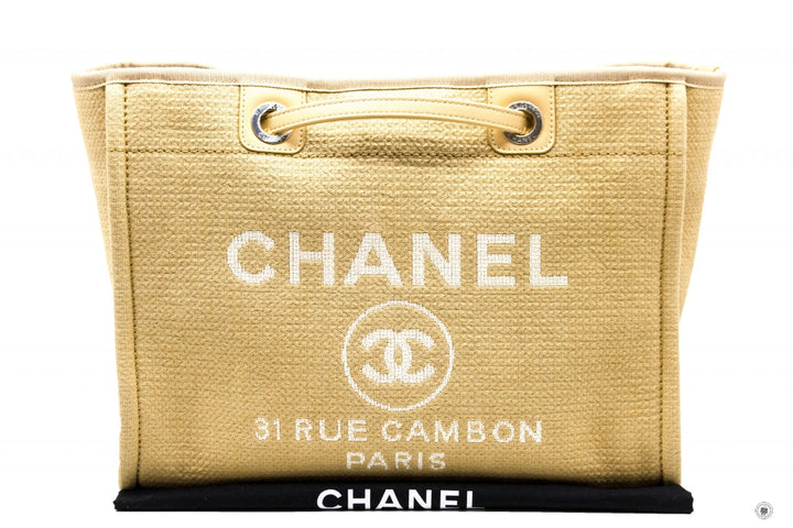 Top Quality Chanel A67001B07300 Deauville Shopping Tote  Khaki / NG121 Fabric Tote Bag Shw