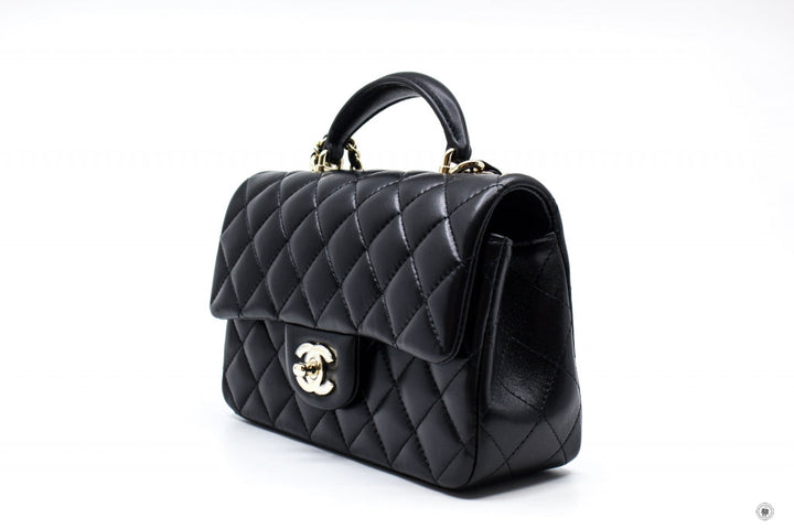 Top Quality Chanel AS2431B06660 Mini Flap Bag With Top Handle Black / 94305 Lambskin Shoulder Bags Ghw
