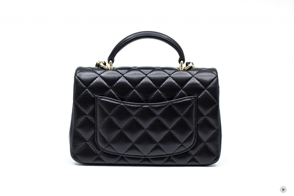 Top Quality Chanel AS2431B06660 Mini Flap Bag With Top Handle Black / 94305 Lambskin Shoulder Bags Ghw