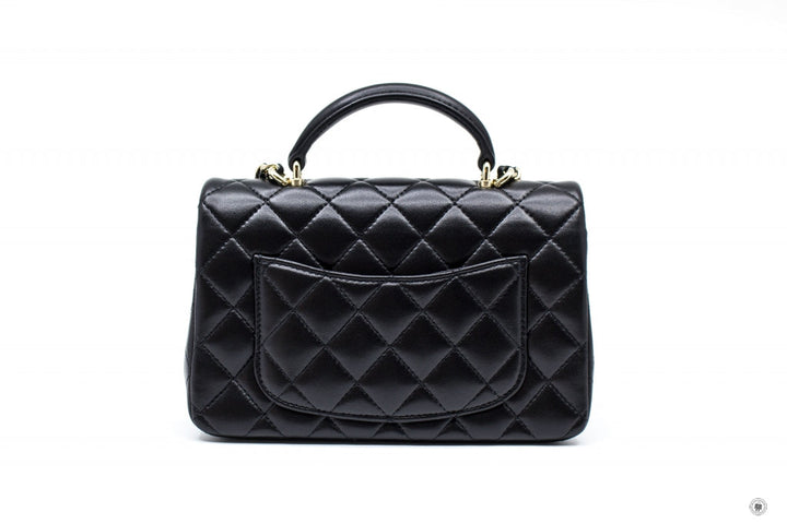 Top Quality Chanel AS2431B06660 Mini Flap Bag With Top Handle Black / 94305 Lambskin Shoulder Bags Ghw