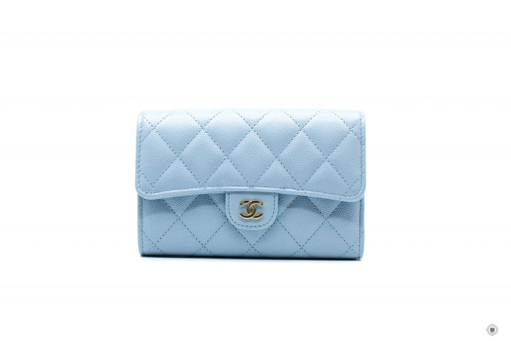 Top Quality Chanel AP0232Y33352 Classic Flap Wallet Baby Blue / NG752 Caviar Short Wallet Shw