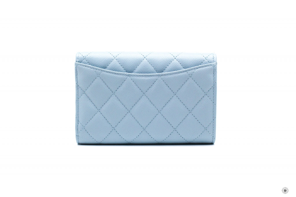 Top Quality Chanel AP0232Y33352 Classic Flap Wallet Baby Blue / NG752 Caviar Short Wallet Shw