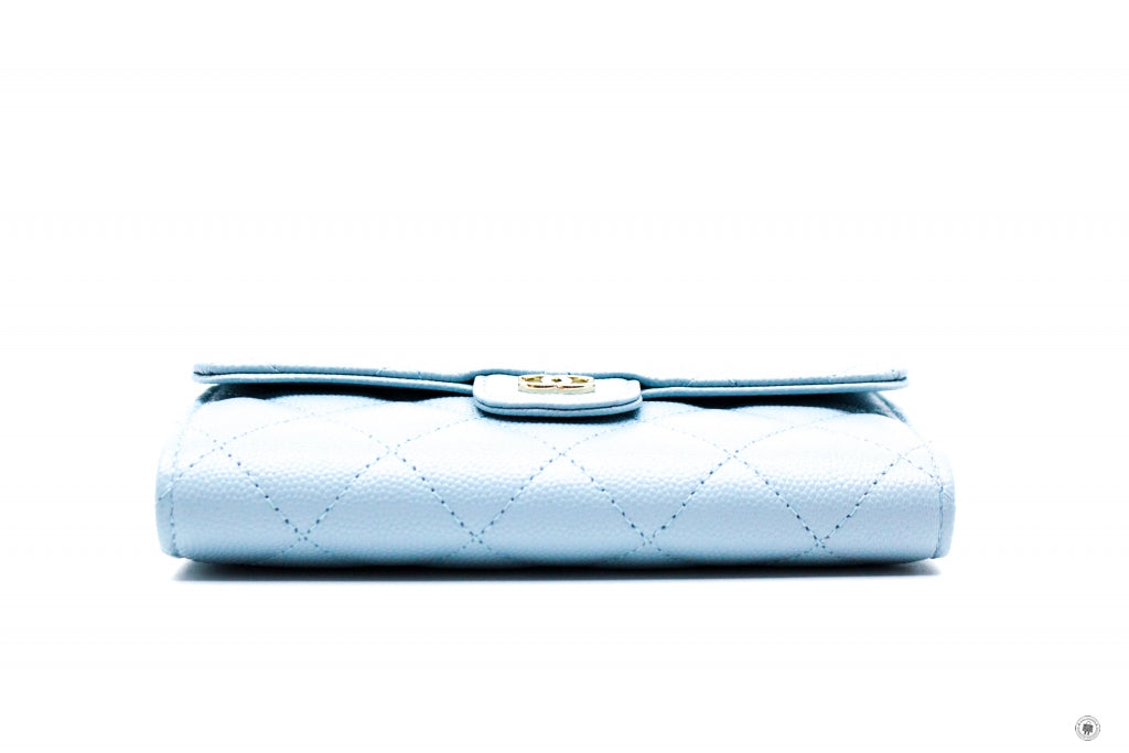 Top Quality Chanel AP0232Y33352 Classic Flap Wallet Baby Blue / NG752 Caviar Short Wallet Shw