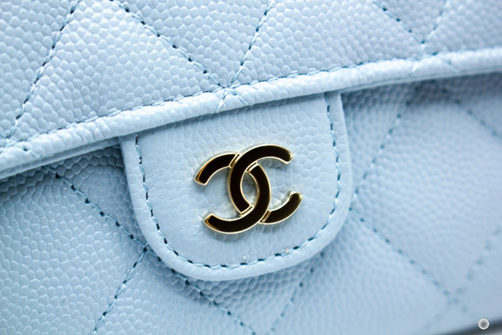 Top Quality Chanel AP0232Y33352 Classic Flap Wallet Baby Blue / NG752 Caviar Short Wallet Shw