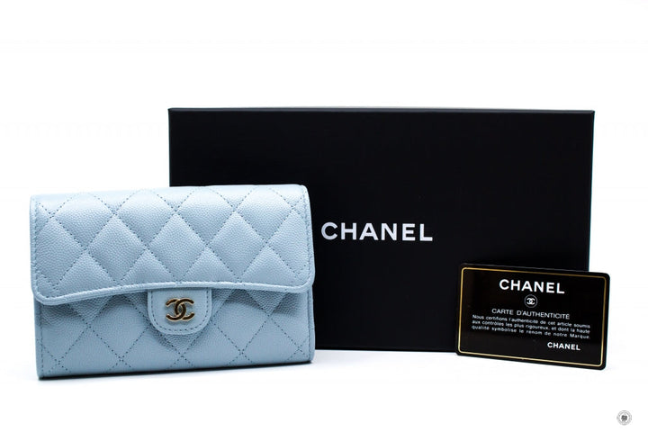 Top Quality Chanel AP0232Y33352 Classic Flap Wallet Baby Blue / NG752 Caviar Short Wallet Shw