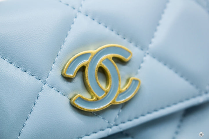 Top Quality Chanel AP2637B07570 Belt Bag With CC Enamel Logo Baby Blue / NG752 Calfskin Belt Bag Gbhw