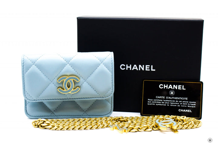 Top Quality Chanel AP2637B07570 Belt Bag With CC Enamel Logo Baby Blue / NG752 Calfskin Belt Bag Gbhw