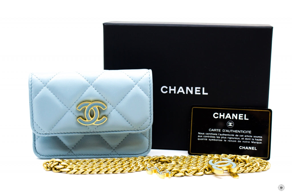 Top Quality Chanel AP2637B07570 Belt Bag With CC Enamel Logo Baby Blue / NG752 Calfskin Belt Bag Gbhw