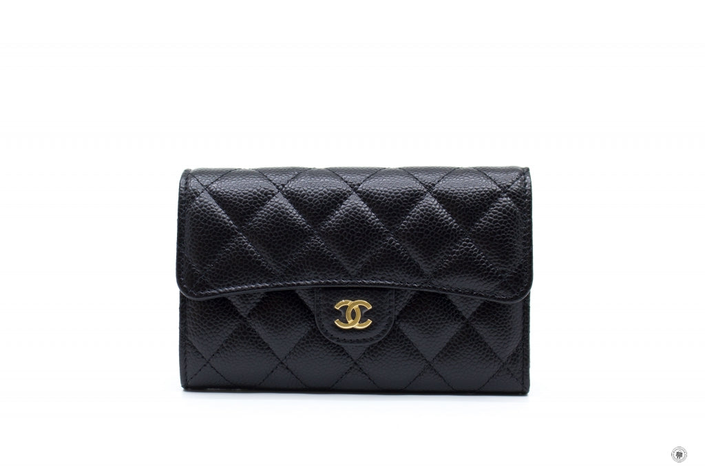 Top Quality Chanel AP0232Y01864 Classic Flap Wallet Black / C3906 Caviar Short Wallet Ghw