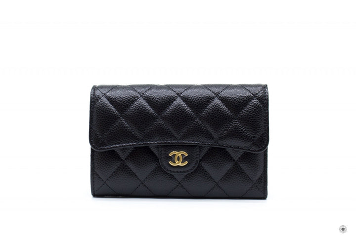 Top Quality Chanel AP0232Y01864 Classic Flap Wallet Black / C3906 Caviar Short Wallet Ghw
