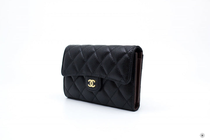 Top Quality Chanel AP0232Y01864 Classic Flap Wallet Black / C3906 Caviar Short Wallet Ghw