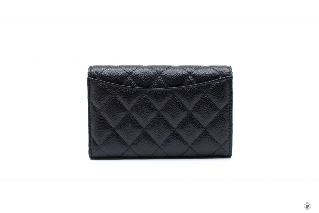 Top Quality Chanel AP0232Y01864 Classic Flap Wallet Black / C3906 Caviar Short Wallet Ghw