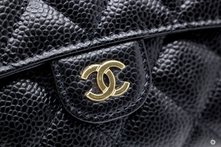 Top Quality Chanel AP0232Y01864 Classic Flap Wallet Black / C3906 Caviar Short Wallet Ghw