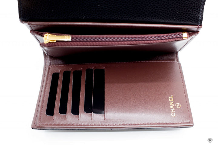 Top Quality Chanel AP0232Y01864 Classic Flap Wallet Black / C3906 Caviar Short Wallet Ghw
