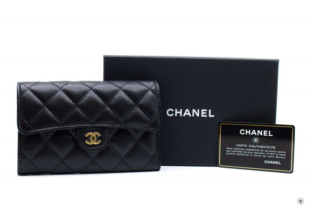 Top Quality Chanel AP0232Y01864 Classic Flap Wallet Black / C3906 Caviar Short Wallet Ghw