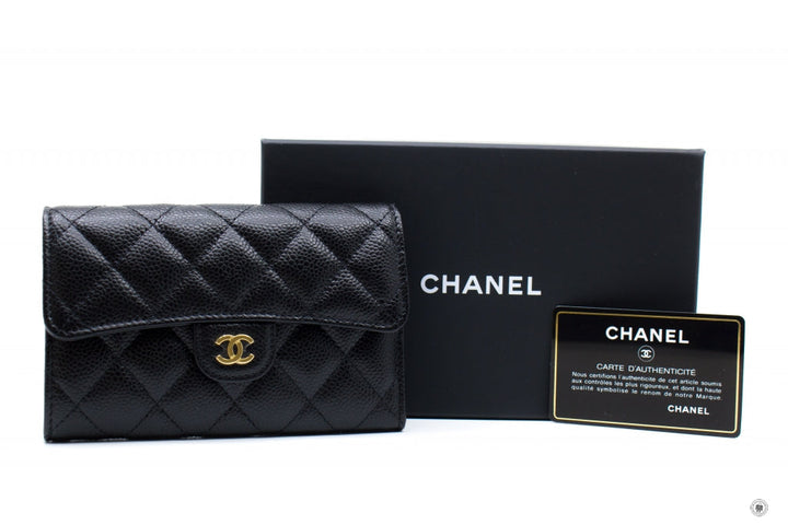 Top Quality Chanel AP0232Y01864 Classic Flap Wallet Black / C3906 Caviar Short Wallet Ghw