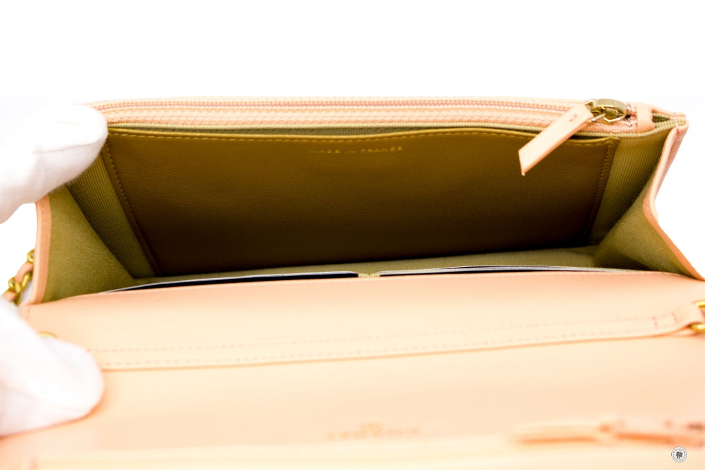Top Quality Chanel AP1450B02916 Pearl Crush Wallet ON Chain Woc  Apricot / NG119 Lambskin Shoulder Bags Gbhw