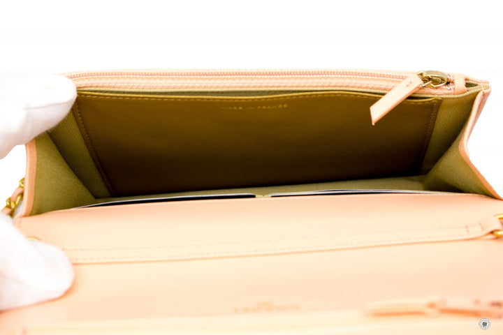Top Quality Chanel AP1450B02916 Pearl Crush Wallet ON Chain Woc  Apricot / NG119 Lambskin Shoulder Bags Gbhw