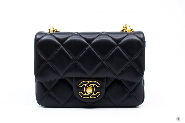 Top Quality Chanel AS3113B07634 Mini Flab Bag With Enamel And Gold Tone Metal  Black / 94305 Calfskin Shoulder Bags Gbhw