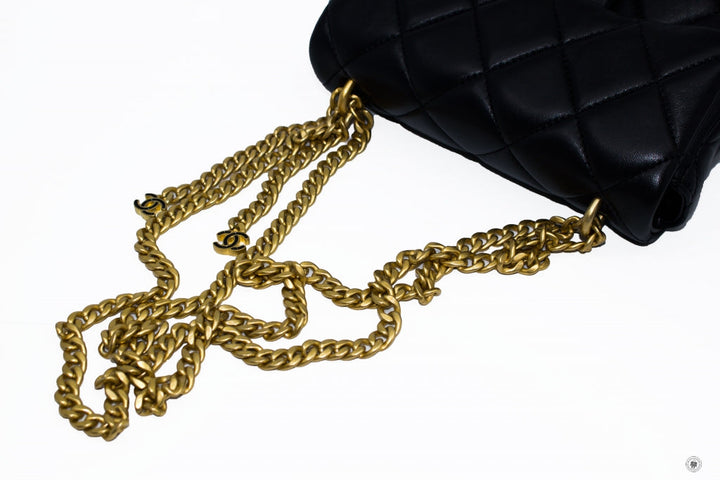 Top Quality Chanel AS3113B07634 Mini Flab Bag With Enamel And Gold Tone Metal  Black / 94305 Calfskin Shoulder Bags Gbhw