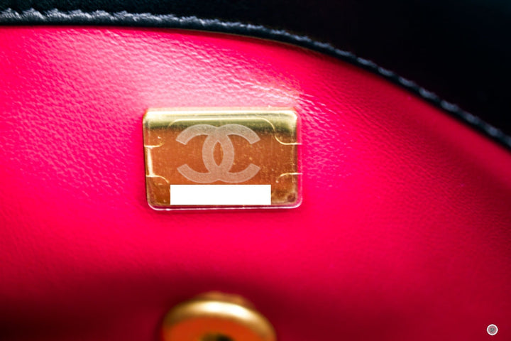 Top Quality Chanel AS3113B07634 Mini Flab Bag With Enamel And Gold Tone Metal  Black / 94305 Calfskin Shoulder Bags Gbhw