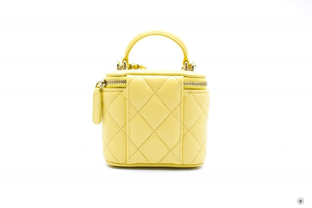 Top Quality Chanel AP2198B06660 Small Vanity Case Yellow / NG754 Calfskin Shoulder Bags Ghw