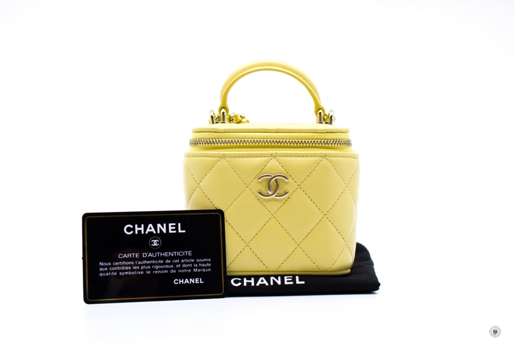 Top Quality Chanel AP2198B06660 Small Vanity Case Yellow / NG754 Calfskin Shoulder Bags Ghw