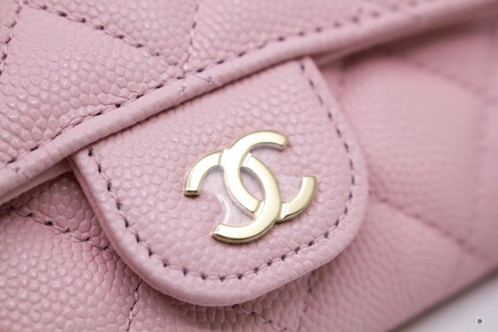 Top Quality Chanel AP0214Y33352 Classic Card Holder Pink / NH620 Caviar Card Holder Pbhw